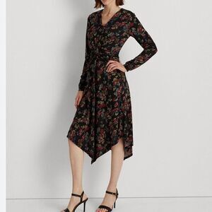 Lauren Ralph Lauren Floral Dress Plus Size 20W Long jersey Sleeve Women Preppy
